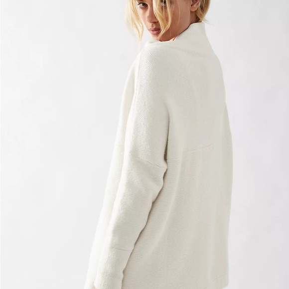 Free People mock neck sweater ribbed Ottoman Slouchy Tunic ecru loose parke - Picture 7 of 12